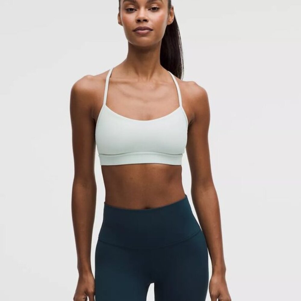 Lululemon Flow Y Bra Nulu Light Support Light Blue Sports Bra Size 6